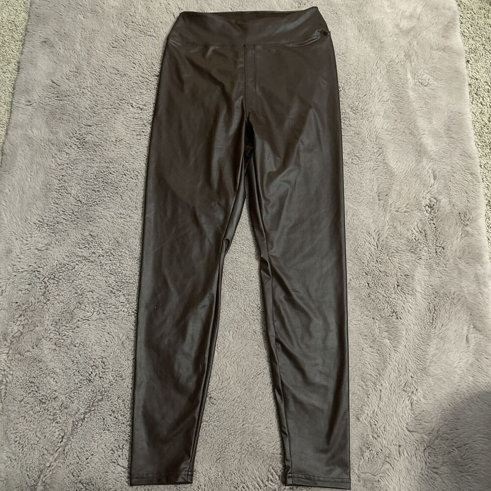 OFFLINE By Aerie Real Luxe Faux Leather Brown Hi-Rise Legging Women Size L